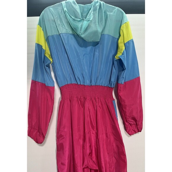 Women’s Windbreaker Jumpsuit Elastic Waistband, 80’s Colorful Zipper Size XL - Picture 4 of 5